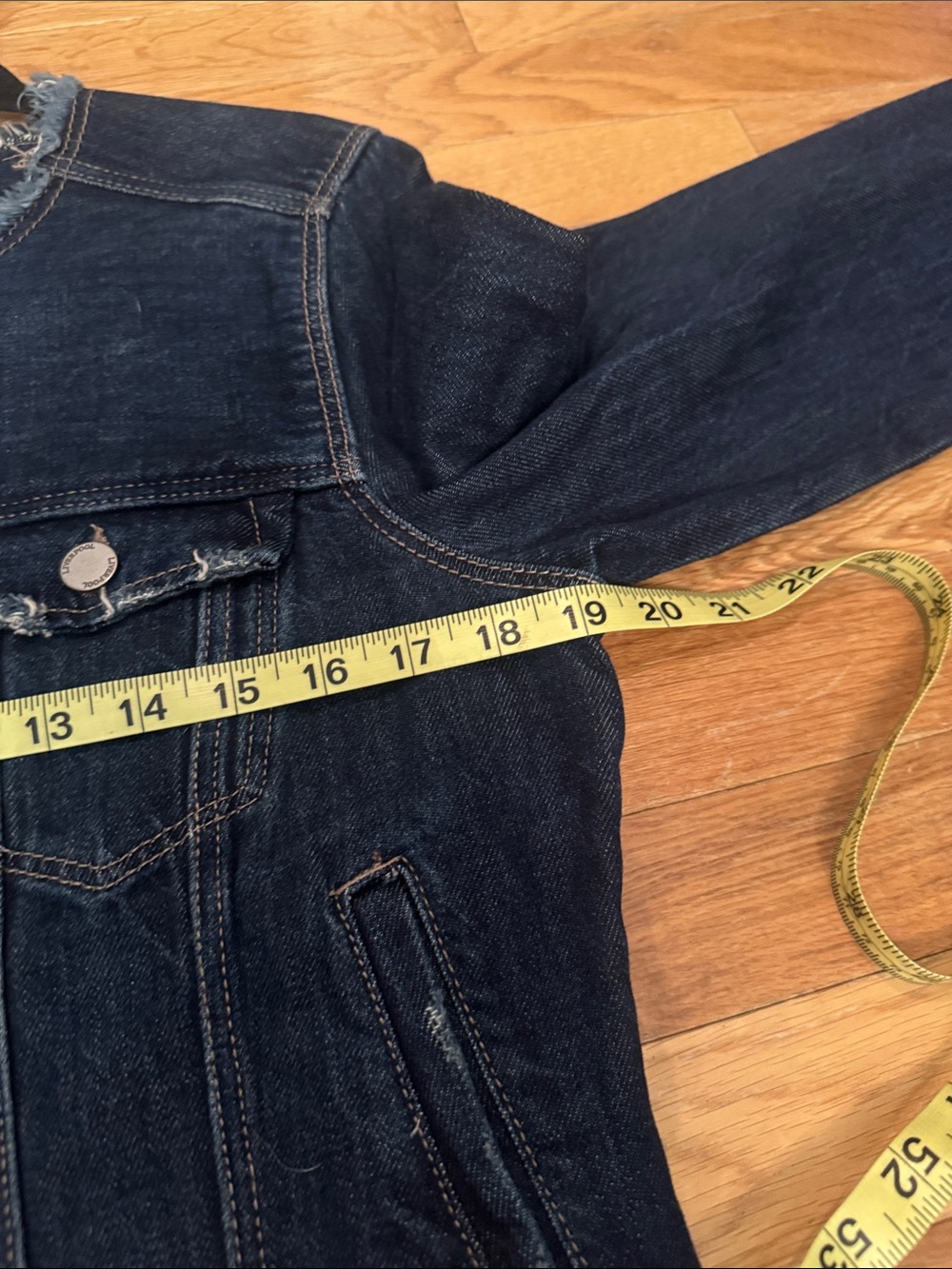 Liverpool Dark Indigo Frayed Hem Denim Jacket - Picture 11 of 11
